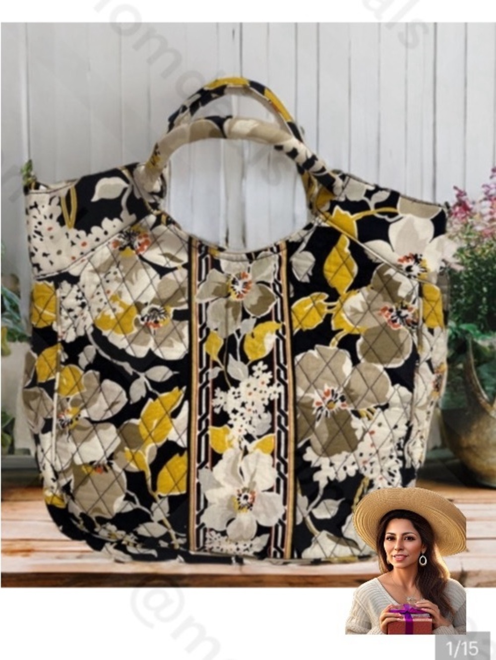 Vera Bradley Large Tote as Crossbody, Shoulder & Handbag in Dogwood Floral EUC